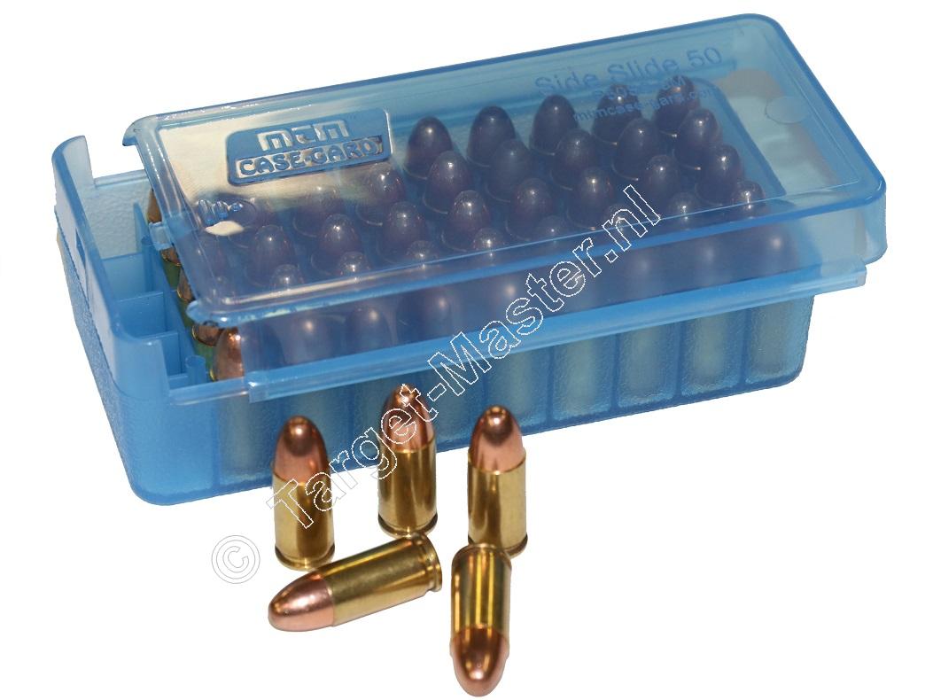 MTM P50SS-45 Side-Slide Ammo Box CLEAR BLUE content 50